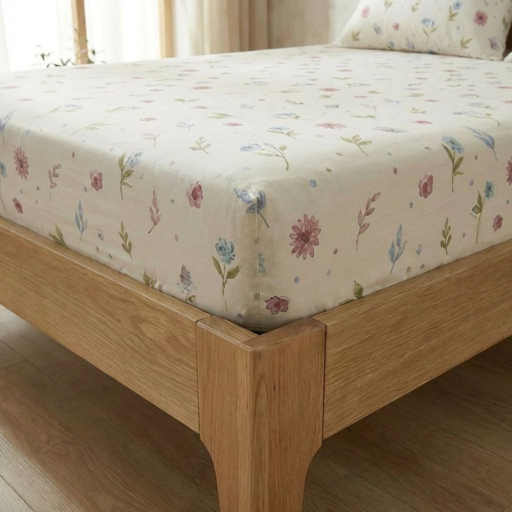 Bavlněné napínací prostěradlo Letní louka, 200x200cm