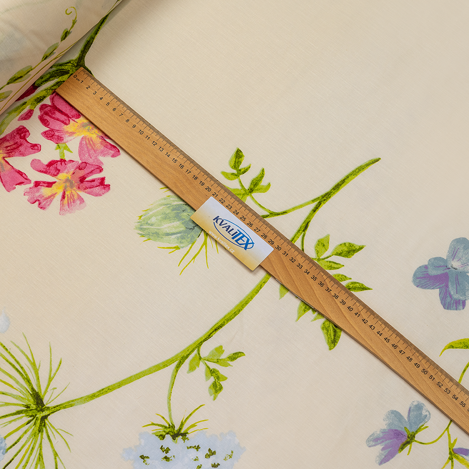 Kvalitex Bavlněné plátno DELUX BOTANICA smetanová, šíře 220cm 2