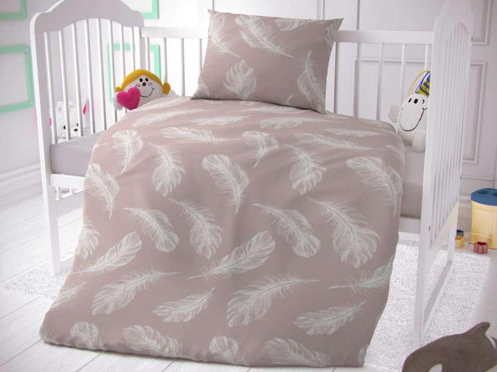 Bavlněné povlečení do dětské postýlky Shelby béžové, 1x 90/135, 1x 45/60cm