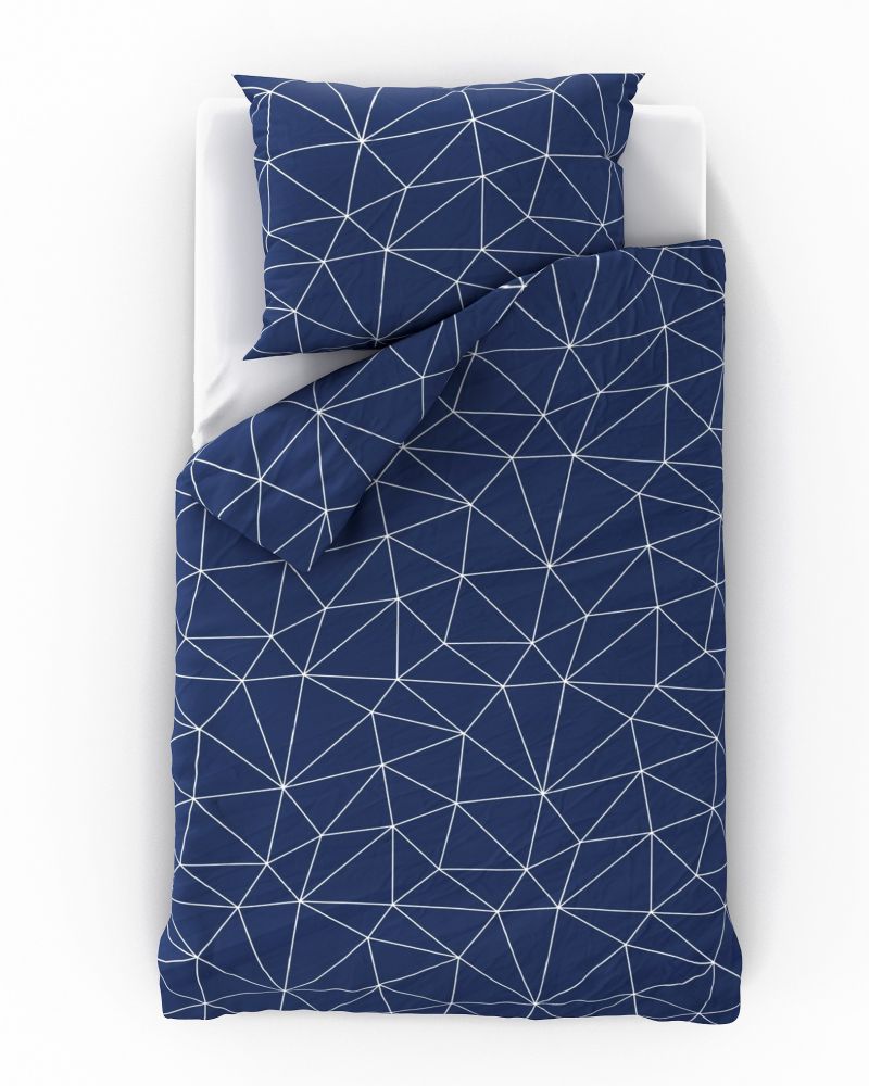 Bavlněné povlečení NORDIC COLLECTION GRID modré, 1x 240/220, 2x 70/90cm
