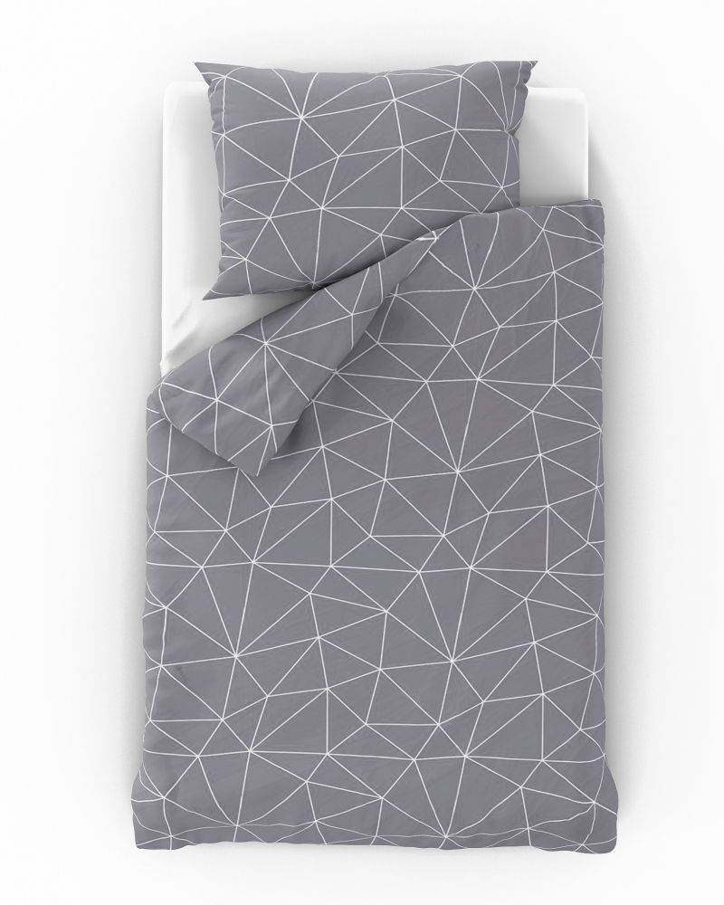 Bavlněné povlečení NORDIC COLLECTION GRID šedé, 1x 220/200, 2x 70/90cm