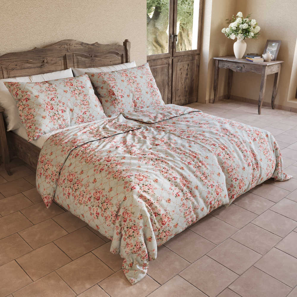 Bavlněné povlečení ROSÁLIE zelená, 1x 140/200, 1x 70/90cm