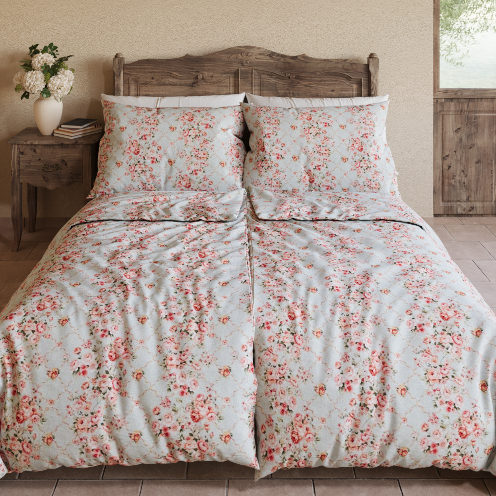 Bavlněné povlečení ROSÁLIE zelená, 1x 140/200, 1x 70/90cm