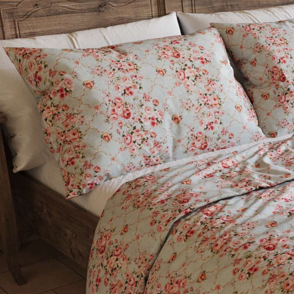 Bavlněné povlečení ROSÁLIE zelená, 1x 140/200, 1x 70/90cm