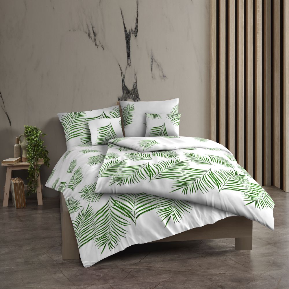 Bavlněné povlečení renforcé TROPICAL bílé, 1x 200/200, 2x 70/90cm