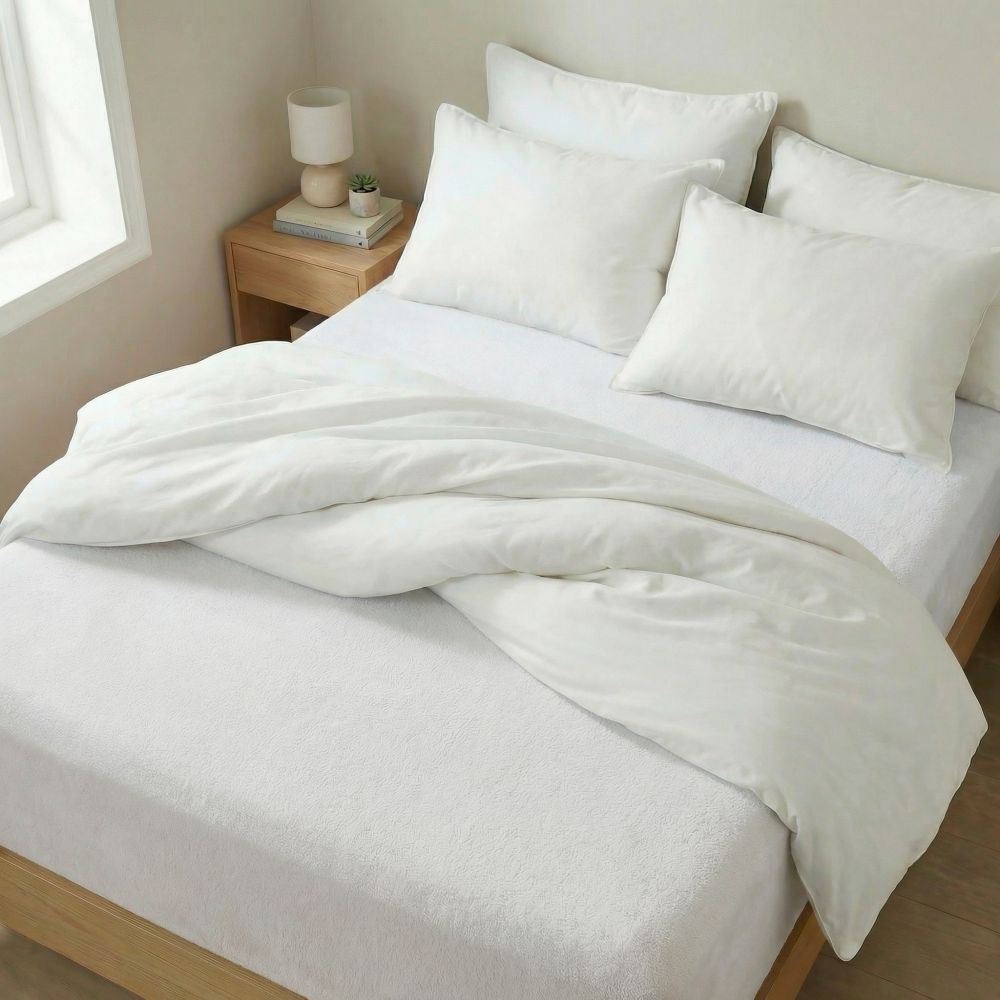 Froté prostěradlo bílé, 90x200cm