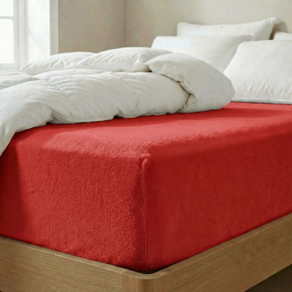Froté prostěradlo červené, 140x200cm