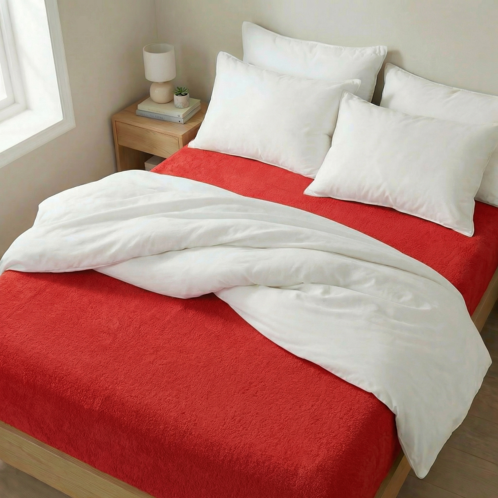 Froté prostěradlo červené, 140x200cm