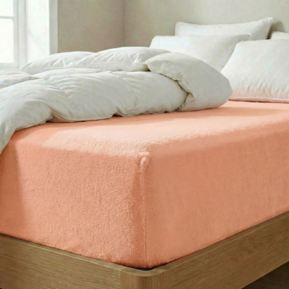 Froté prostěradlo lososové, 160x200cm