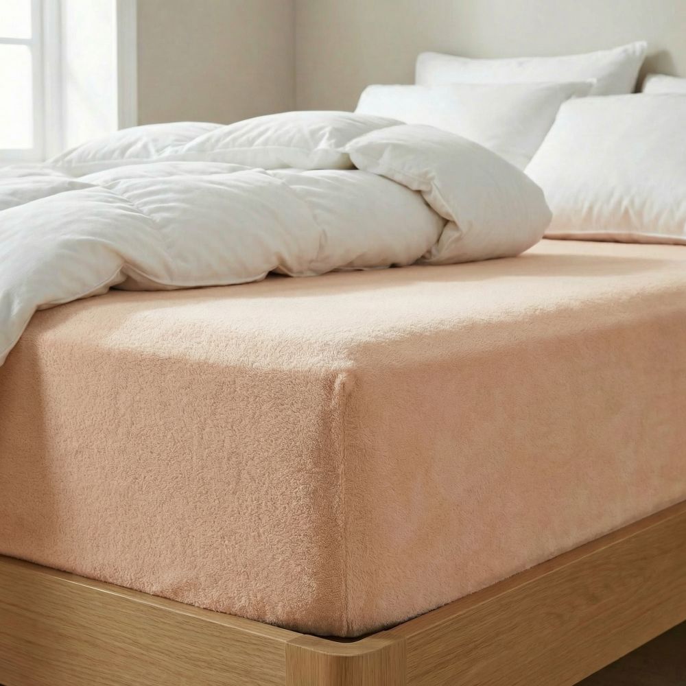 Froté prostěradlo světle béžové, 160x200cm