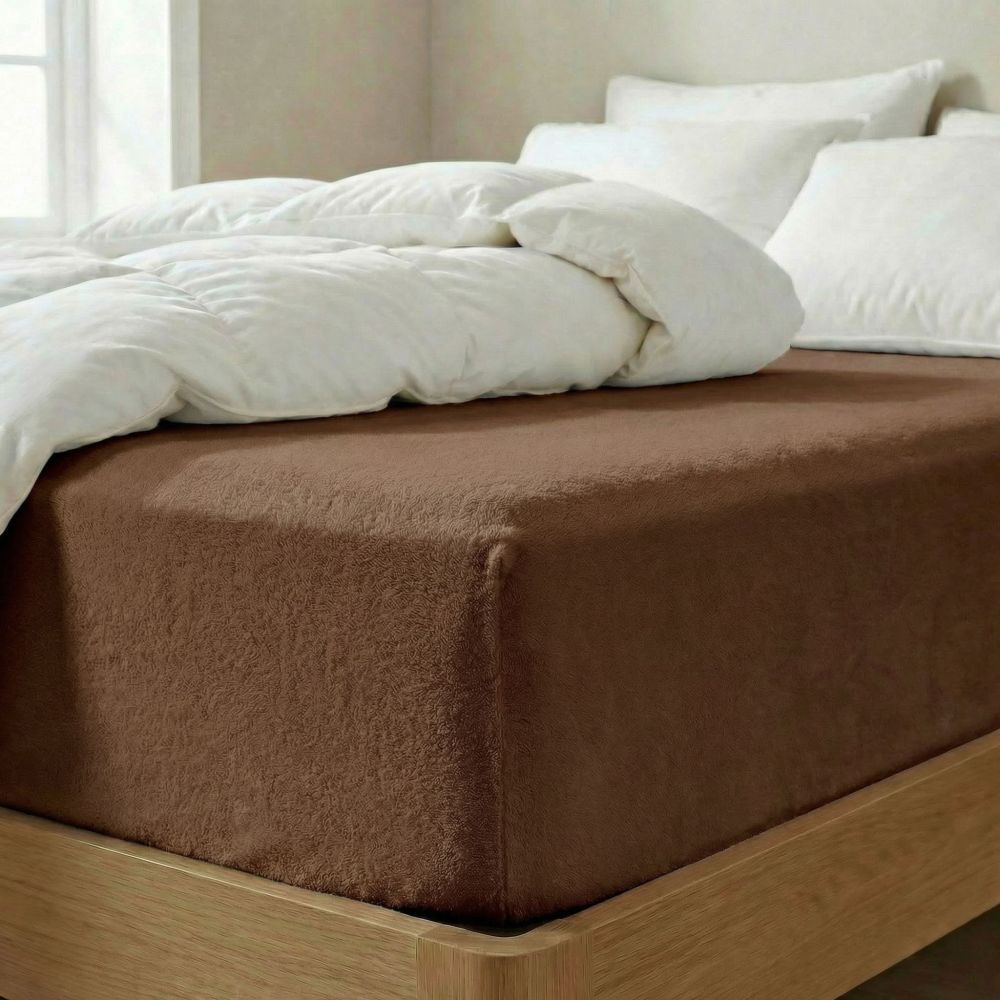 Froté prostěradlo tmavě hnědé, 160x200cm