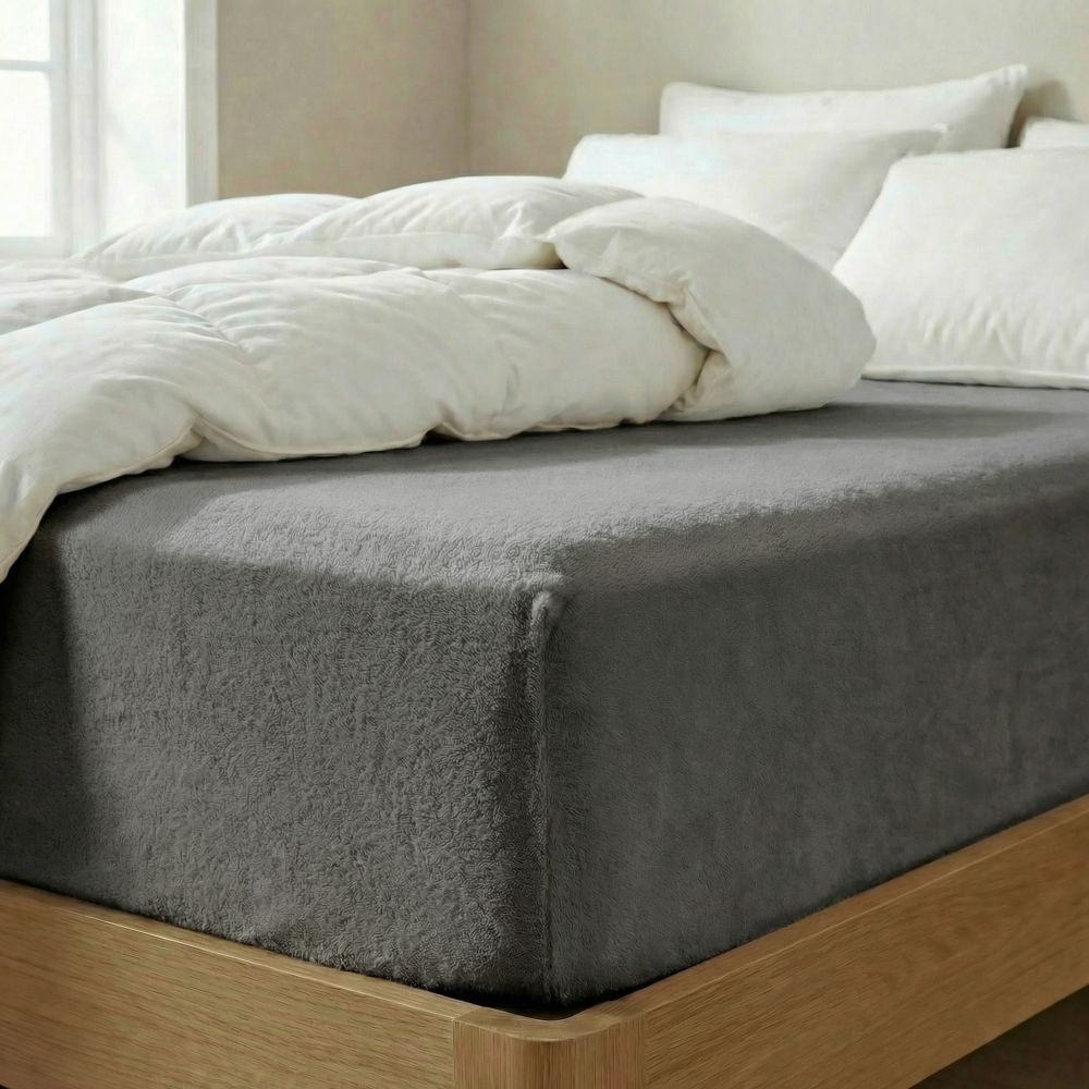 Froté prostěradlo tmavě šedé, 160x200cm