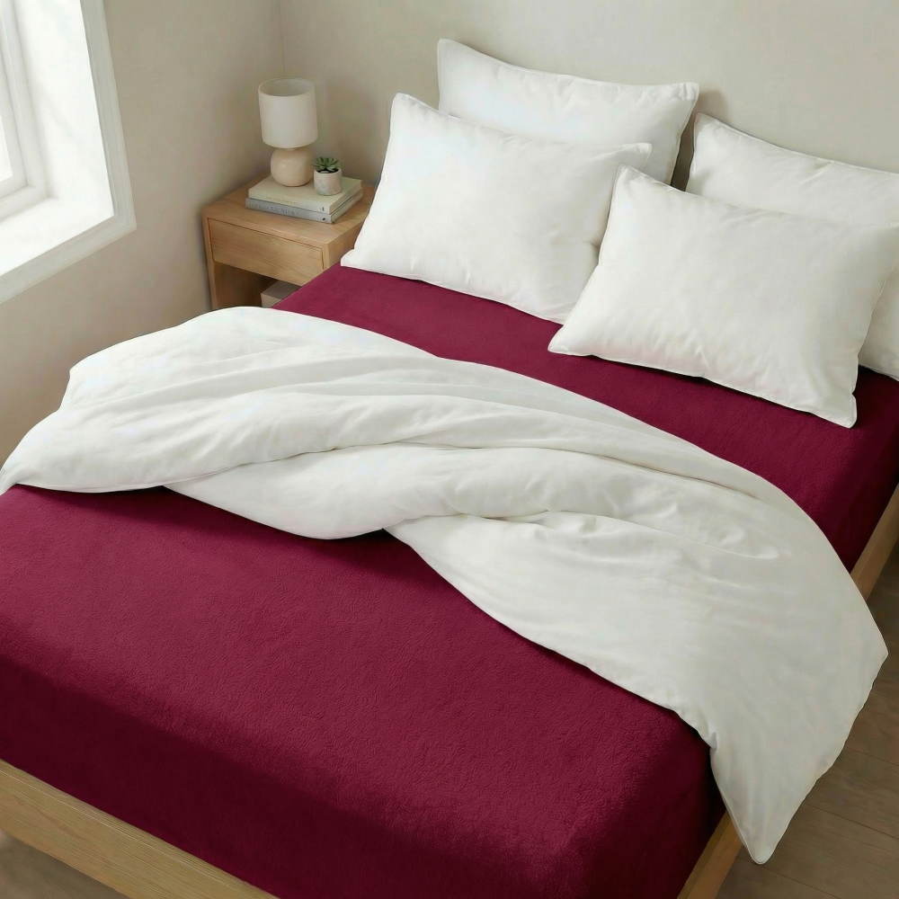 Froté prostěradlo vínové, 140x200cm