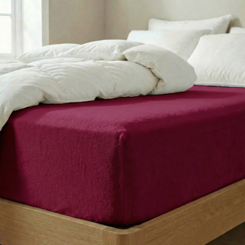 Froté prostěradlo vínové, 140x200cm