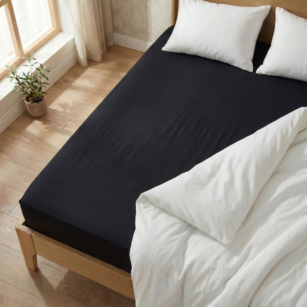 Jersey prostěradlo černé, 140x200cm