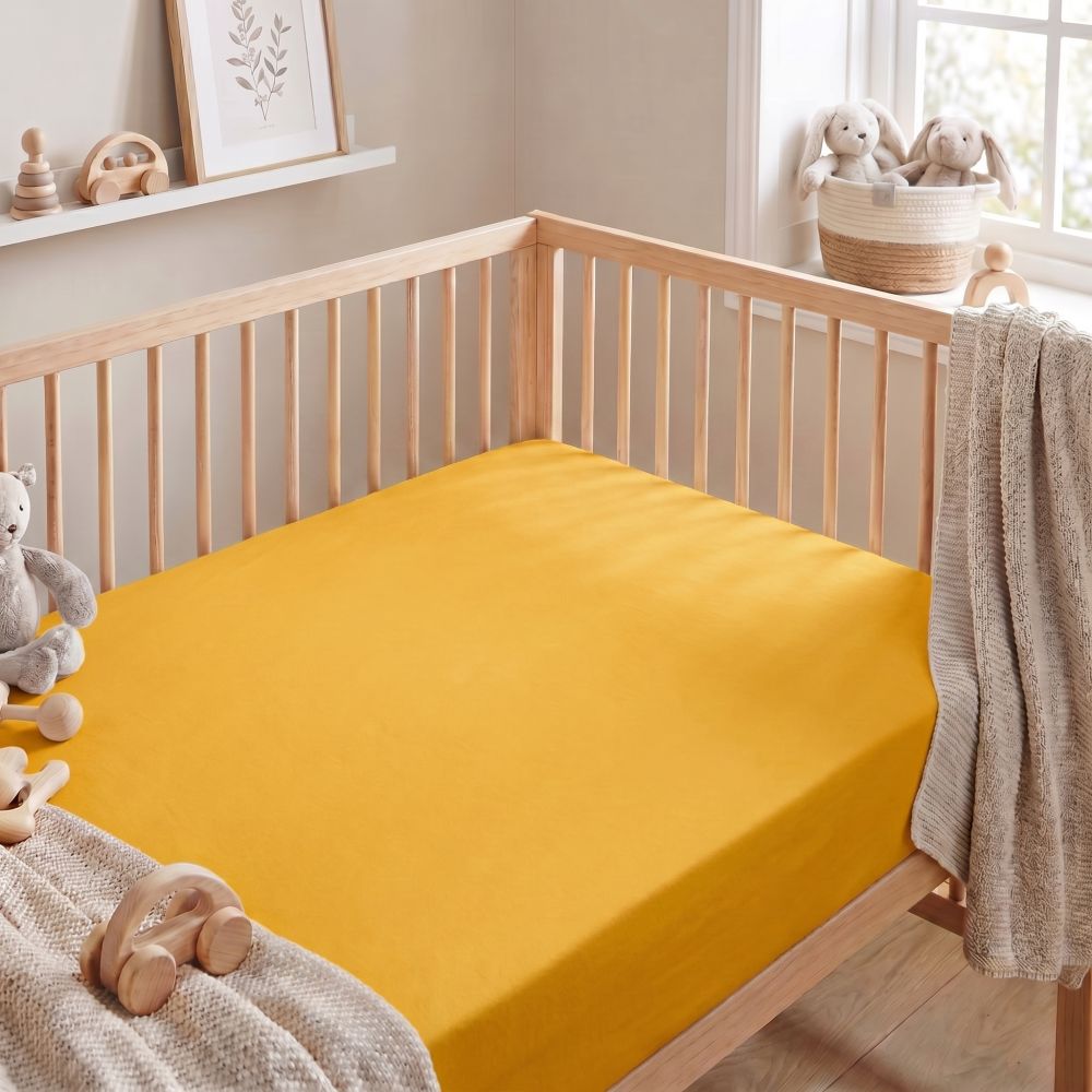 Jersey prostěradlo dětské sytě žluté, 70x140cm