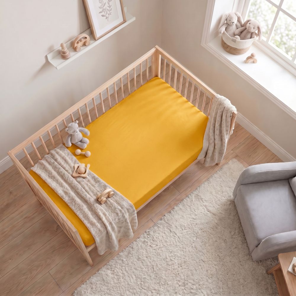 Jersey prostěradlo dětské sytě žluté, 70x140cm