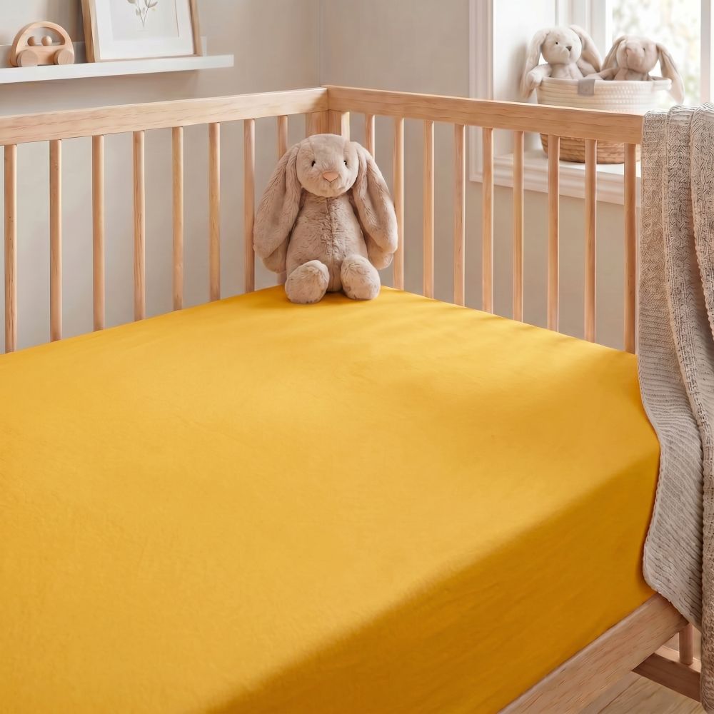 Jersey prostěradlo dětské sytě žluté, 70x140cm