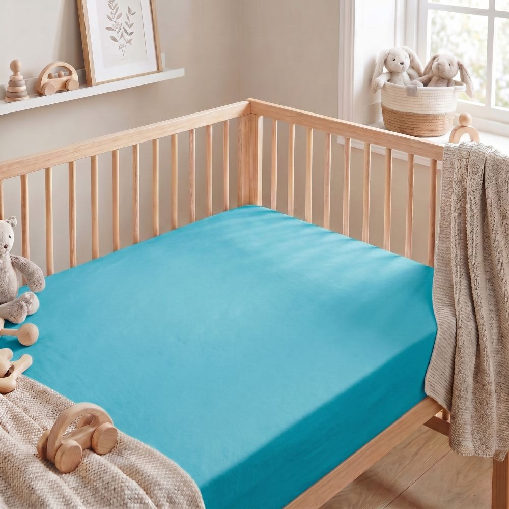 Jersey prostěradlo dětské tyrkysové, 70x140cm
