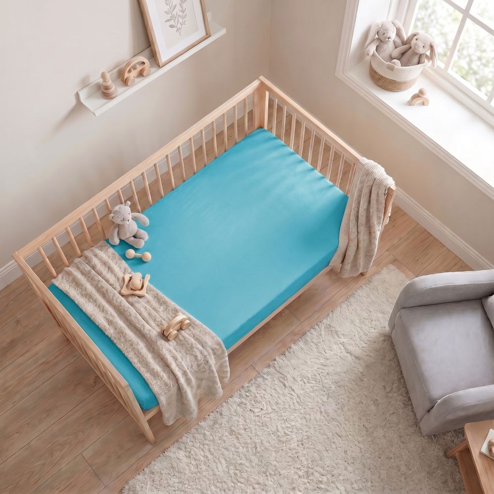 Jersey prostěradlo dětské tyrkysové, 70x140cm