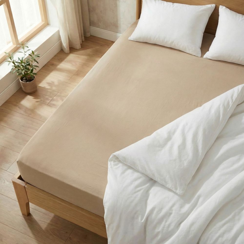 Jersey prostěradlo světle béžové, 140x200cm