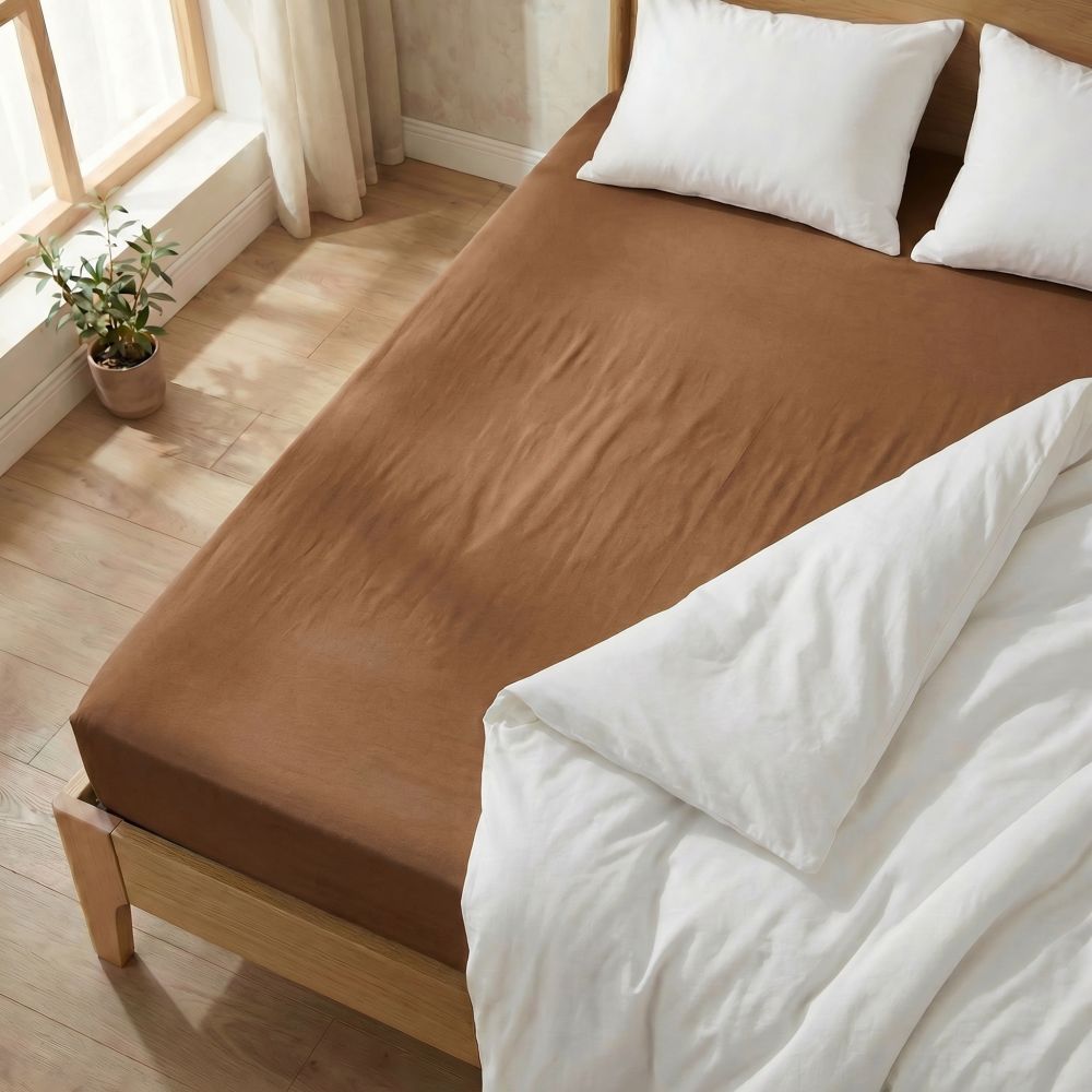 Jersey prostěradlo tmavě hnědé, 200x200cm