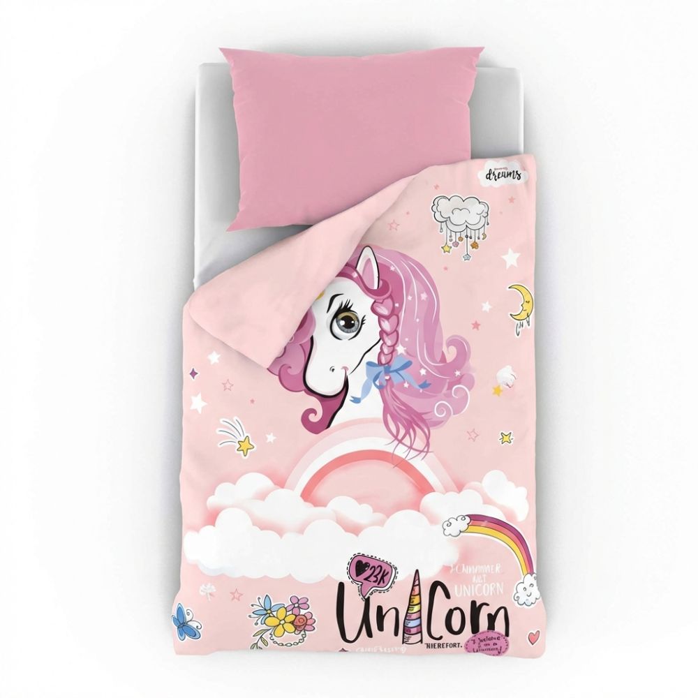 Ložní povlečení pro mladé Unicorn růžové, 1+1, 140x200, 70x90cm
