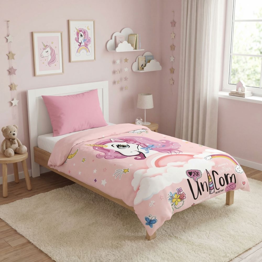 Ložní povlečení pro mladé Unicorn růžové, 1x 140/200, 1x 70/90cm