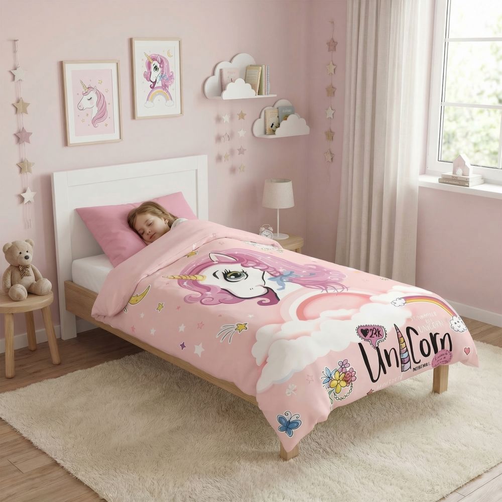 Ložní povlečení pro mladé Unicorn růžové, 1x 140/200, 1x 70/90cm
