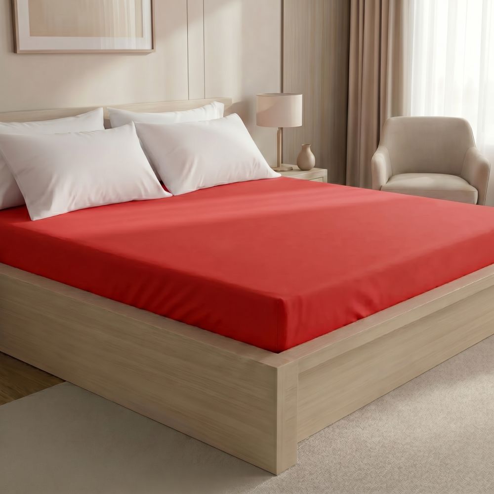 Prostěradlo bavlněné napínací červené, 180x200cm