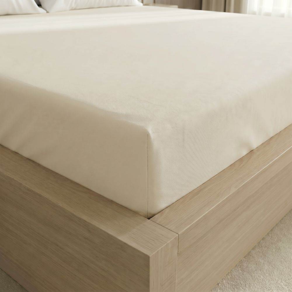 Prostěradlo bavlněné napínací smetanové, 90x200cm