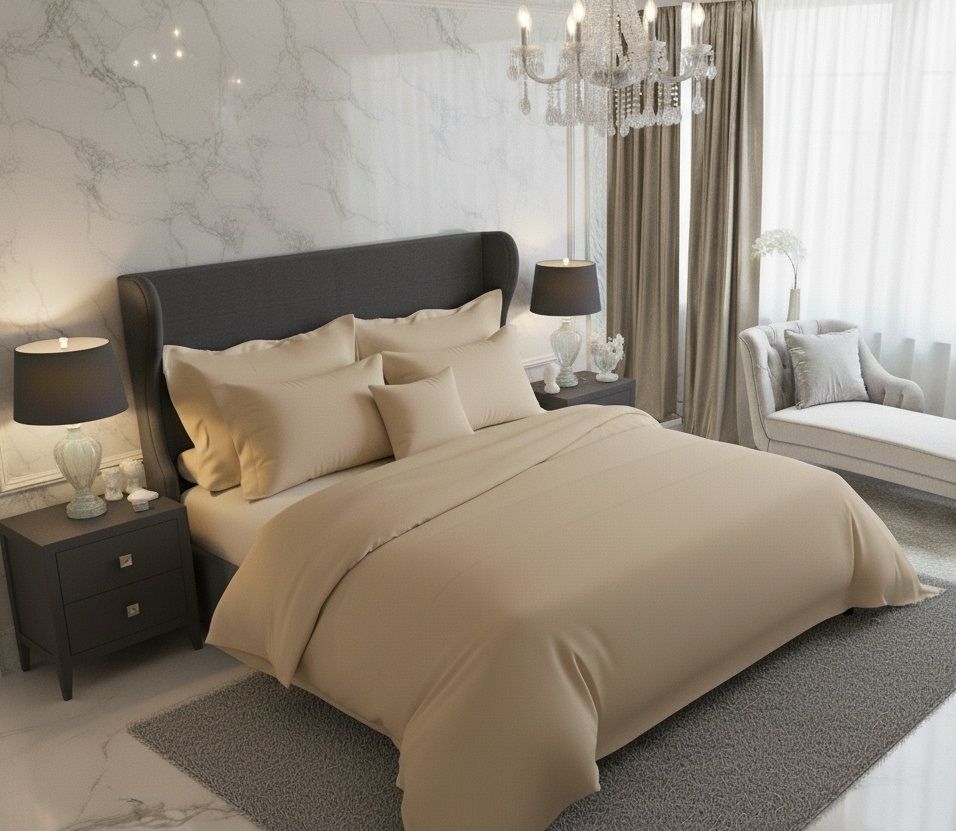 Saténové povlečení LUXURY COLLECTION béžové, 1x 200/200, 2x 70/90cm