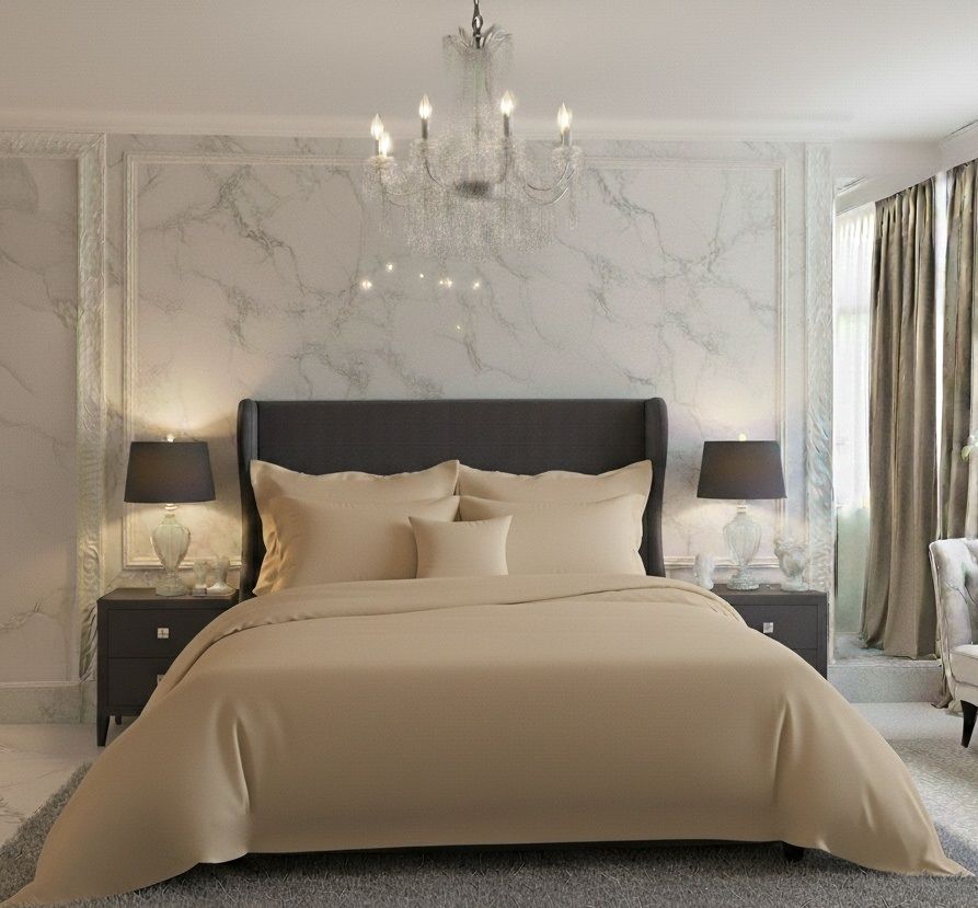 Saténové povlečení LUXURY COLLECTION béžové, 1x 200/200, 2x 70/90cm