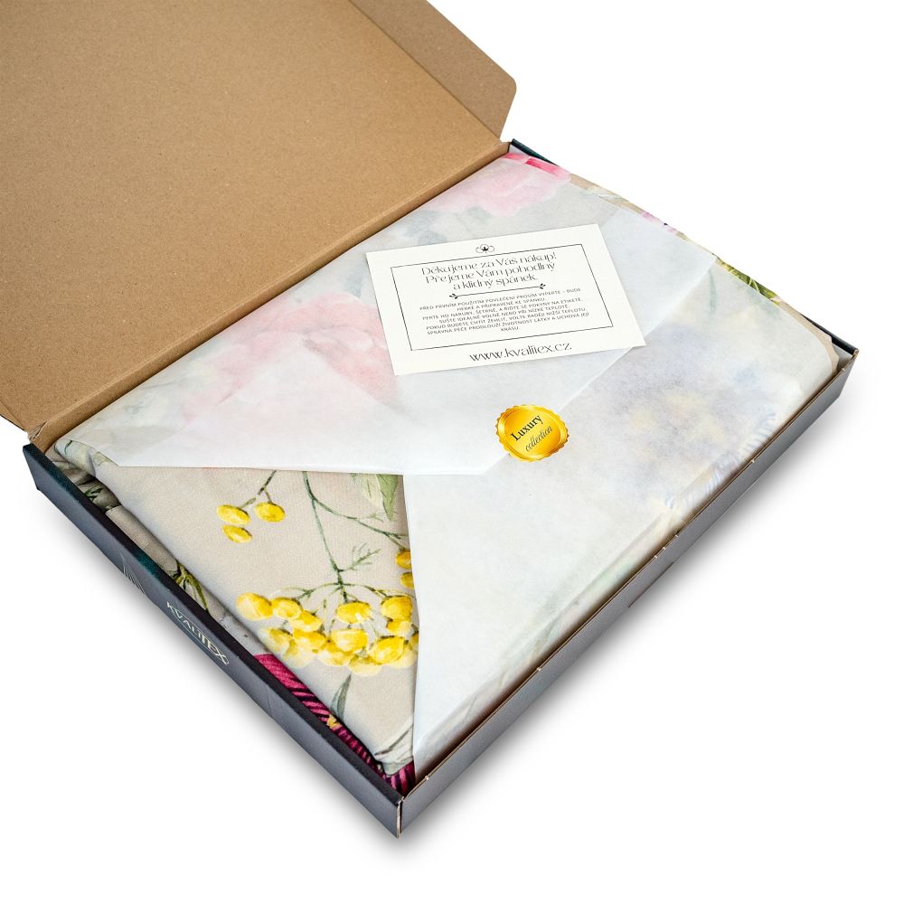 Saténové povlečení LUXURY COLLECTION Botanica elegance, 1x 220/200, 2x 70/90cm