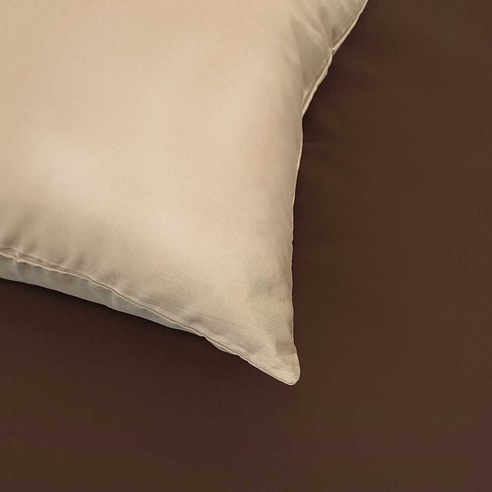 Saténové povlečení LUXURY COLLECTION tmavě hnědé/béžové, 1x 200/200, 2x 70/90cm