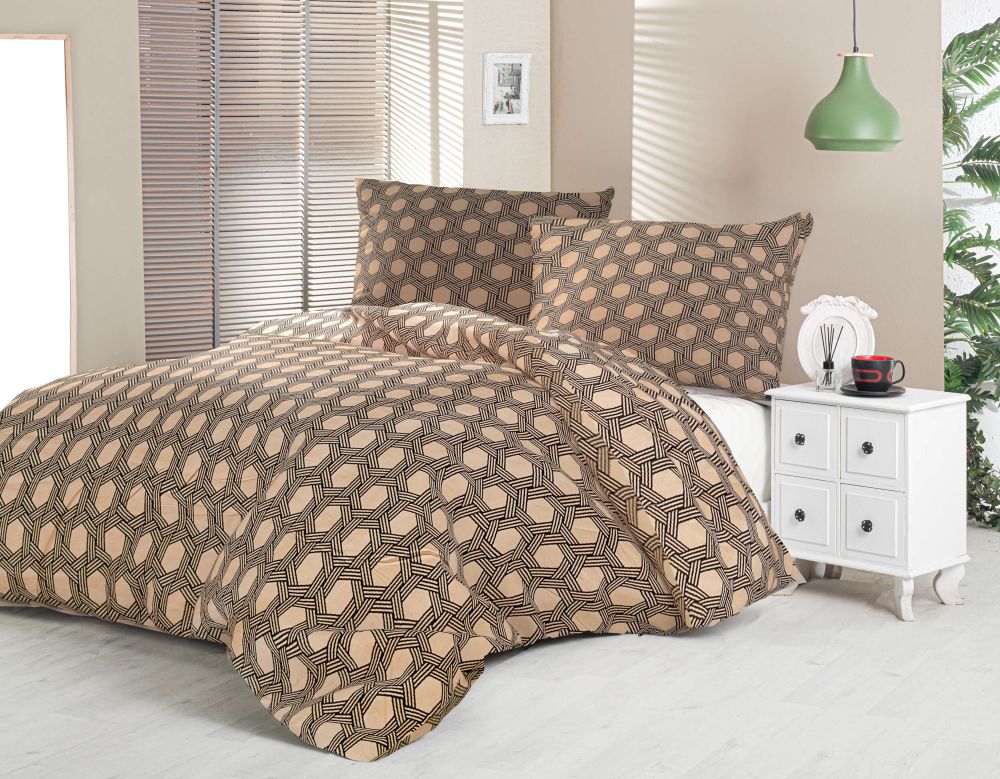 Saténové povlečení LUXURY COLLECTION CARERO béžové, 1x 220/200, 2x 70/90cm