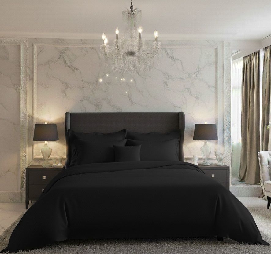 Saténové povlečení LUXURY COLLECTION černé, 1x 140/200, 1x 70/90cm