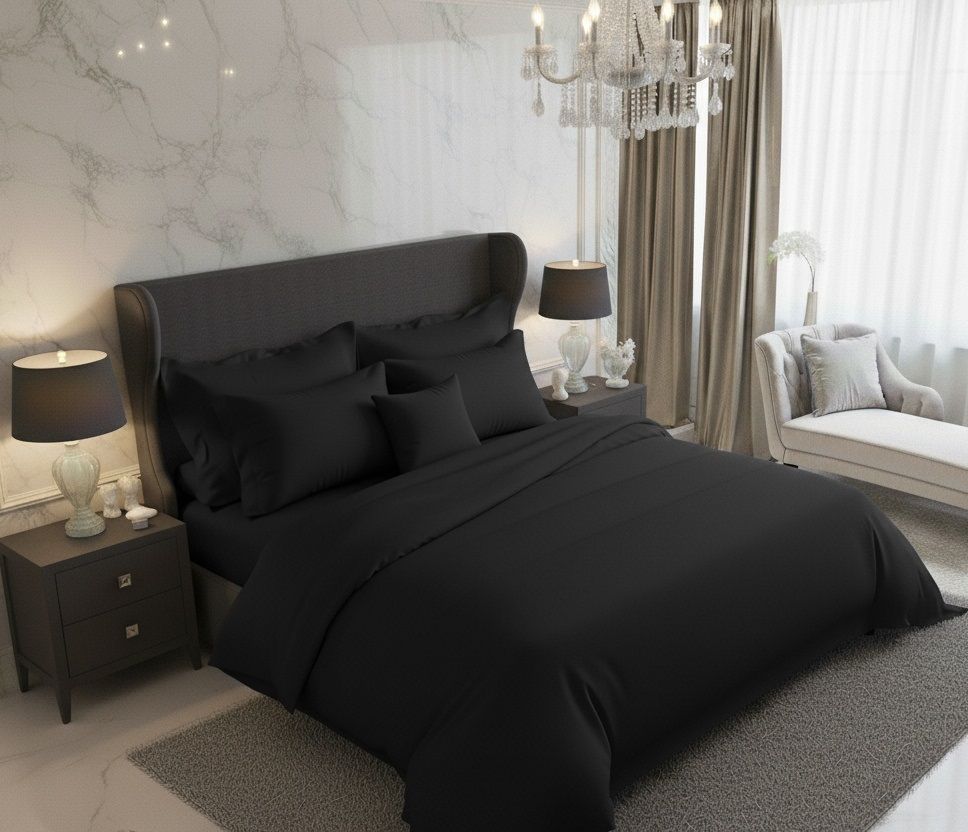 Saténové povlečení LUXURY COLLECTION černé, 1x 140/200, 1x 70/90cm