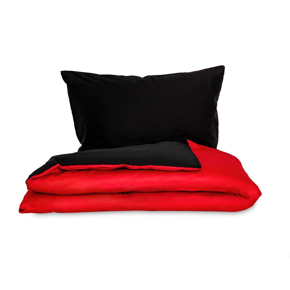 Saténové povlečení LUXURY COLLECTION červené/černé, 1+1, 140x220, 70x90cm