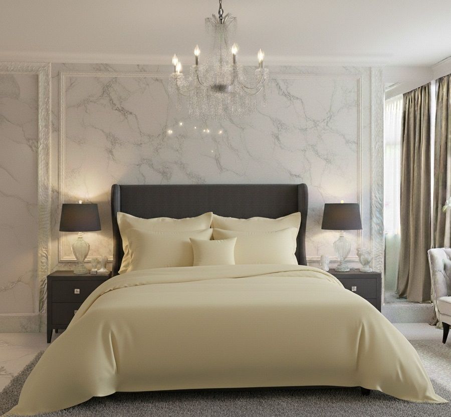 Saténové povlečení LUXURY COLLECTION smetanové, 1x 220/200, 2x 70/90cm