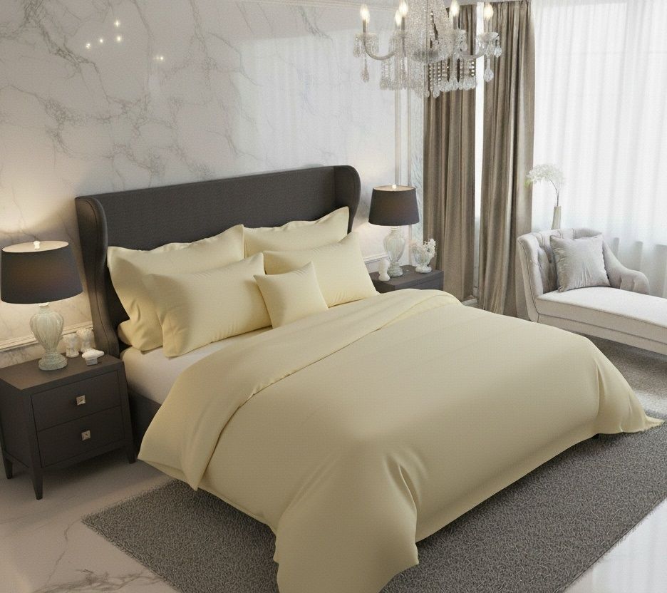 Saténové povlečení LUXURY COLLECTION smetanové, 1x 220/200, 2x 70/90cm