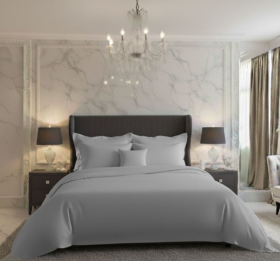Saténové povlečení LUXURY COLLECTION světle šedé, 1x 200/200, 2x 70/90cm