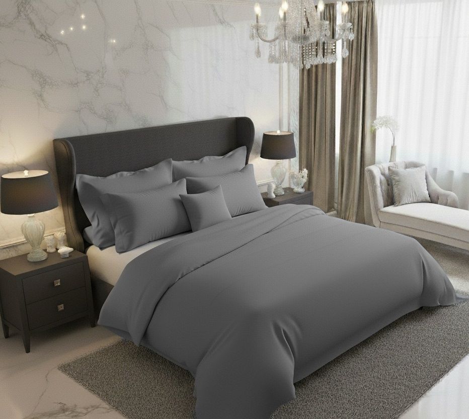 Saténové povlečení LUXURY COLLECTION tmavě šedé, 1x 240/220, 2x 70/90cm
