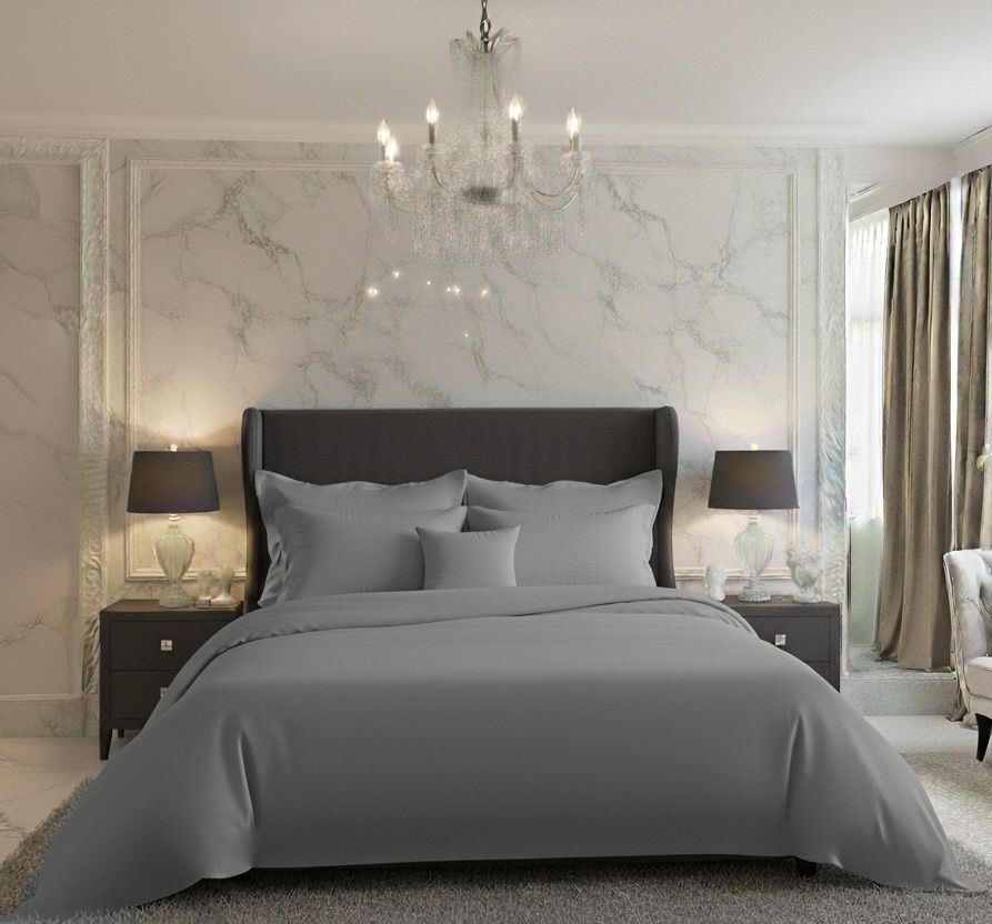Saténové povlečení LUXURY COLLECTION tmavě šedé, 1x 240/220, 2x 70/90cm