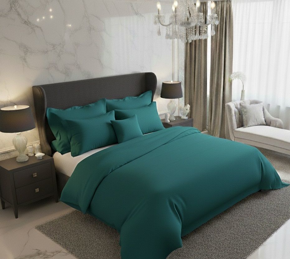 Saténové povlečení LUXURY COLLECTION tmavě zelené, 1x 140/200, 1x 70/90cm