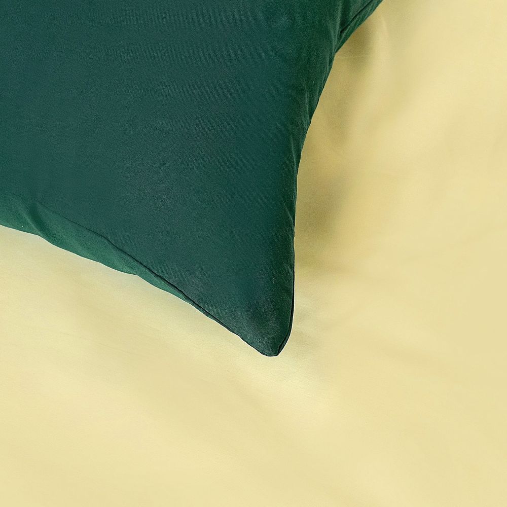 Saténové povlečení LUXURY COLLECTION tmavě zelené/smetanové, 1x 140/220, 1x 70/90cm