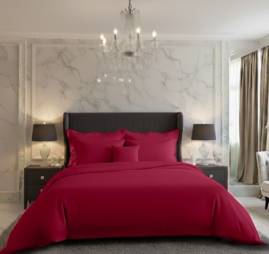 Saténové povlečení LUXURY COLLECTION vínové, 1x 200/200, 2x 70/90cm