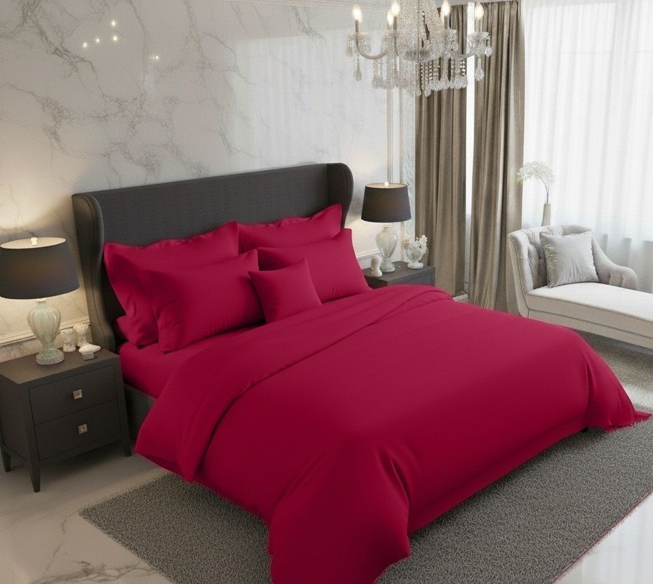Saténové povlečení LUXURY COLLECTION vínové, 1x 200/200, 2x 70/90cm