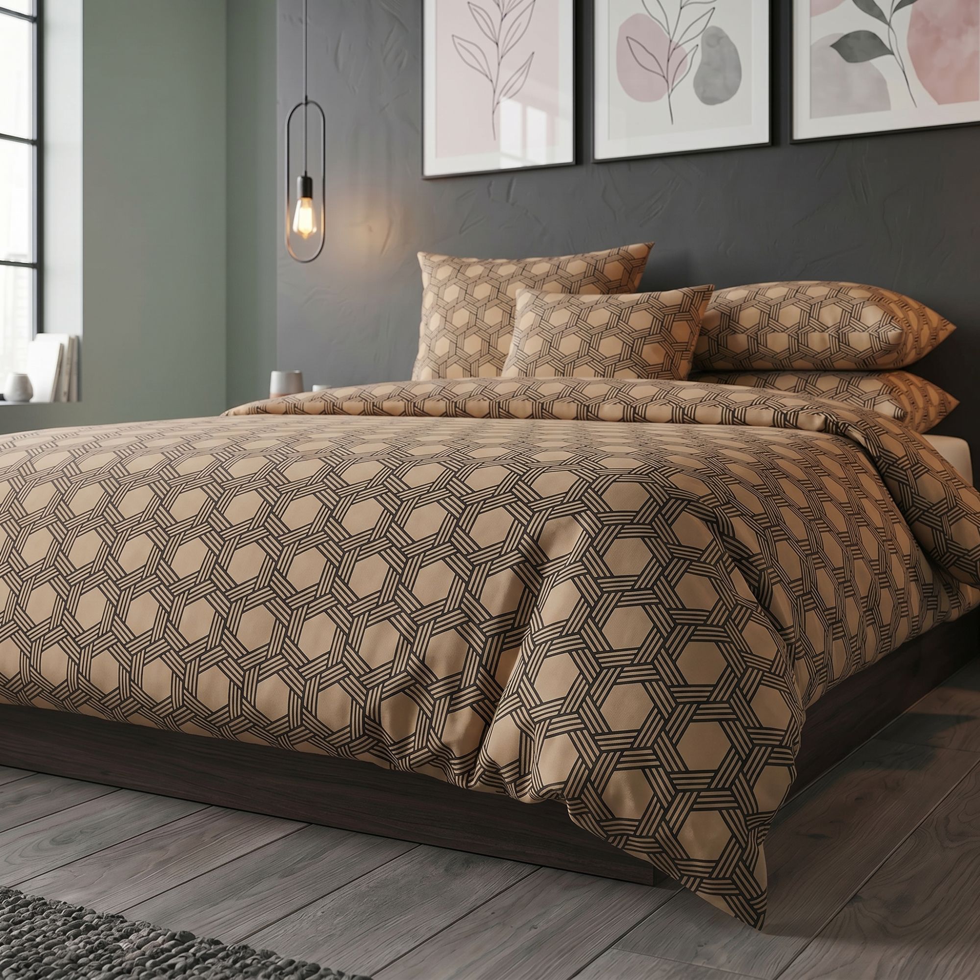Saténové povlečení LUXURY COLLECTION CARERO béžové, 1x 240/220, 2x 70/90cm