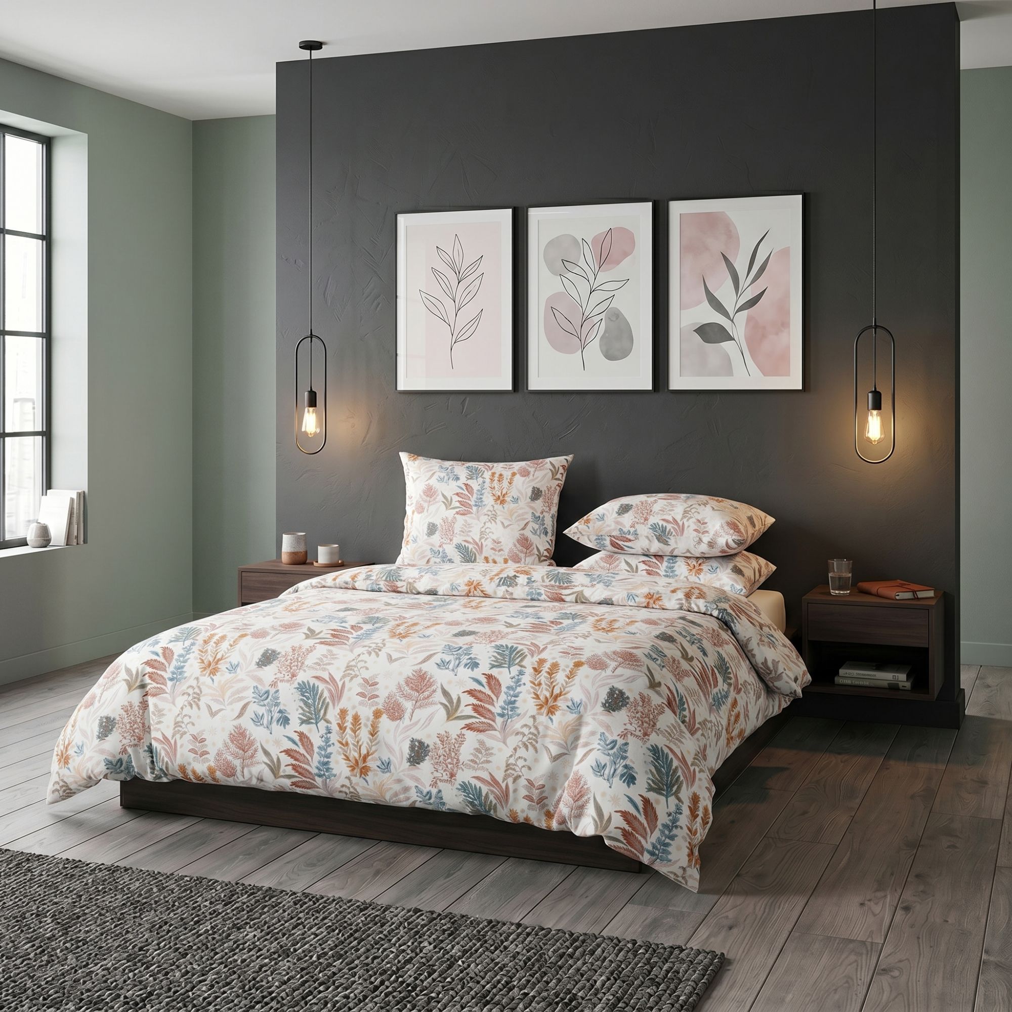 Saténové povlečení LUXURY COLLECTION CORAL garden, 1x 240/200, 2x 70/90cm